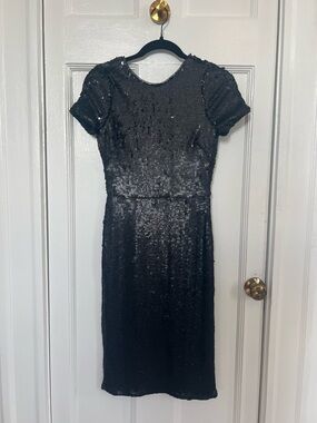 BCBGMaxAzria Black Sequin Midi Dress